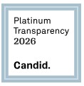 A square badge with a blue border reads Platinum Transparency 2026 and Candid. in bold black text.